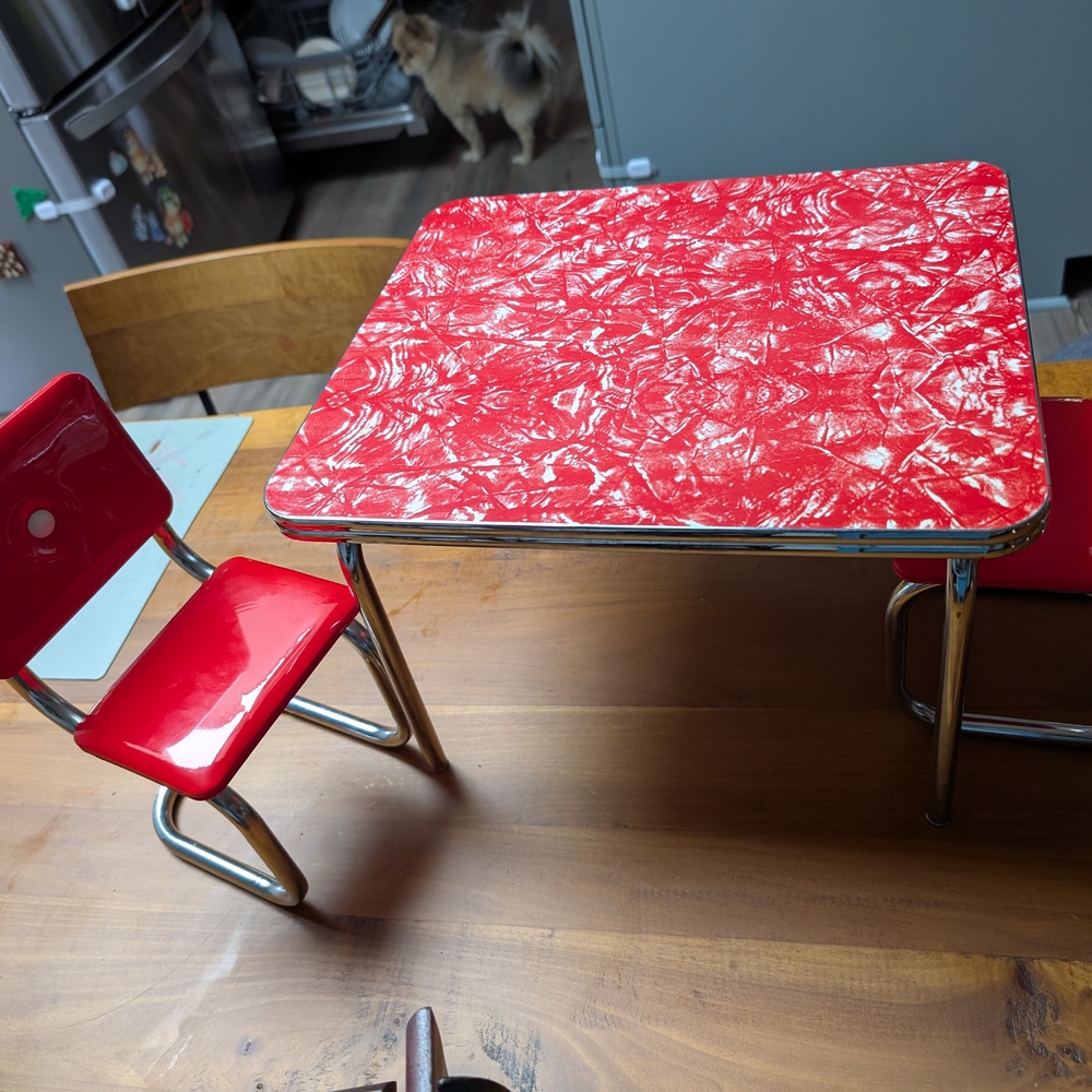 American Girl Doll - Retro Red Table and Chair Set